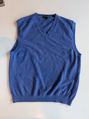 100% Cashmere Vest Blue 💙 Men's Size L By Land's End 💙